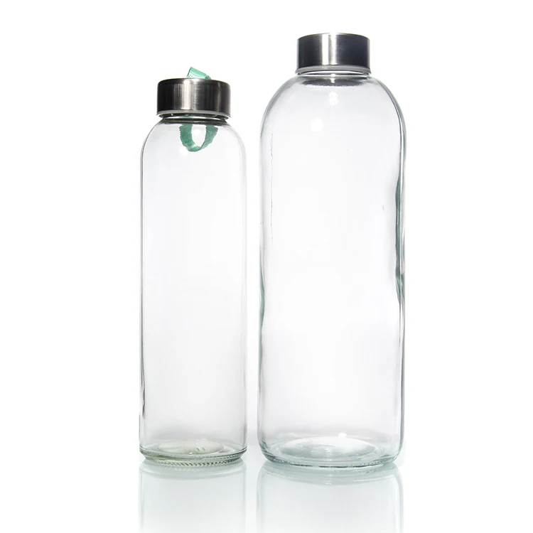 Factory Wholesale 330Ml 500Ml Sports Drinking Bottle Glass Water Bottles With Bamboo Screw Lid And Rope