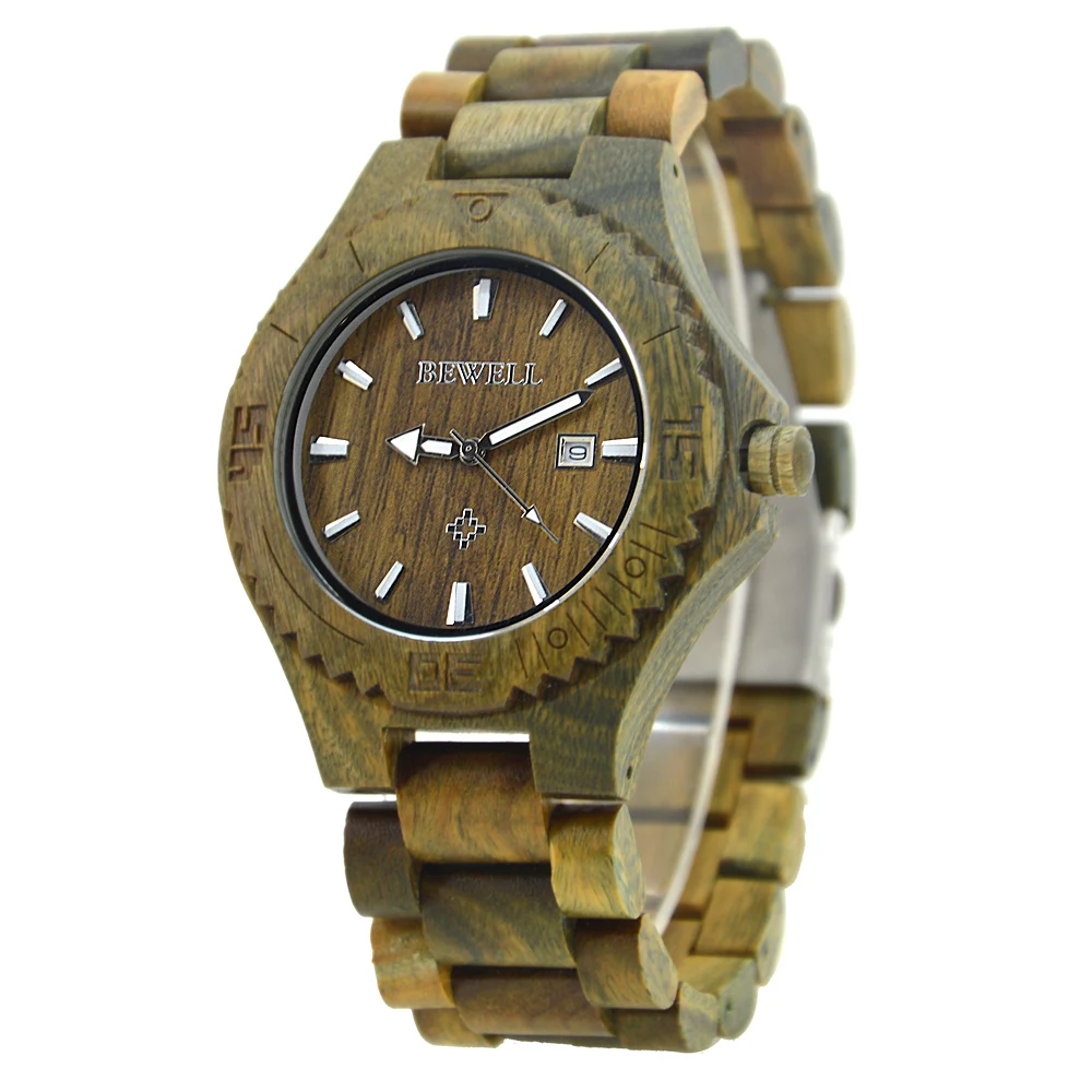 China Watch Factory Direct Price BEWELL Wooden Wrist Watch Fast Shipping Custom Logo Wood Luxury Watches Men Wrist