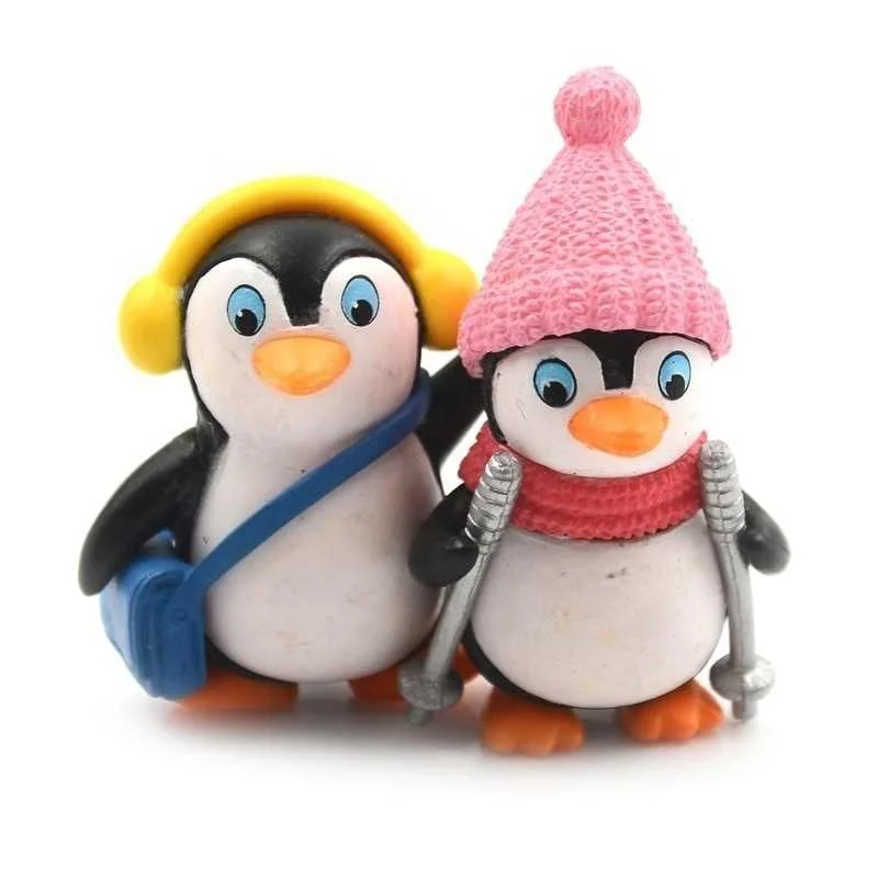 4pcs/set DIY Crafts Mini Winter Penguin Miniature Figurine Christmas Figures for Fairy Garden Gnomes Moss Terrariums