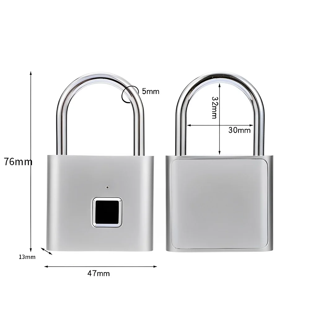 Electronic Usb Rechargeable Smart Biometric Padlock Anti-theft Waterproof IP54 Tuya Wardrobe Cabinet Door Fingerprint Door Lock