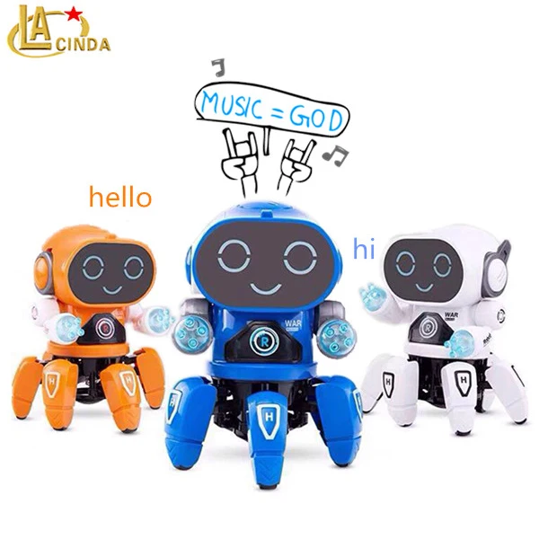 Turn around musical electronic toy 6 legs spider robot Octopus dance robot