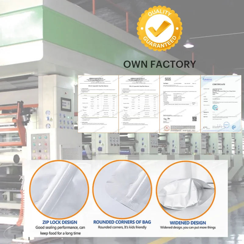 Heat Seal Resealable 400CC Aluminum Foil Food Plastic Packaging Mylar Bags for Food Storage With Oxygen Absorbers