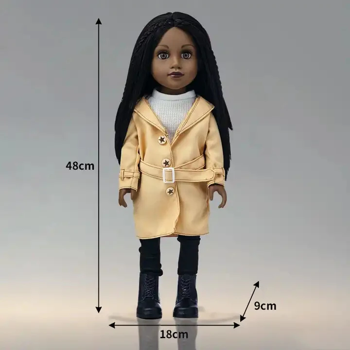 Fashional Movable Joints 18 Inch Black Dolls Set For Girls Toys With Afro Hair