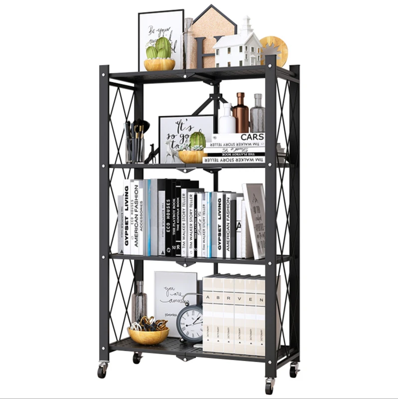 Складная металлическая полка для хранения Smart-Furn, Складная полка с колесами, без сборки, для гаража, спальни, кухни, кладовой, книжной полки