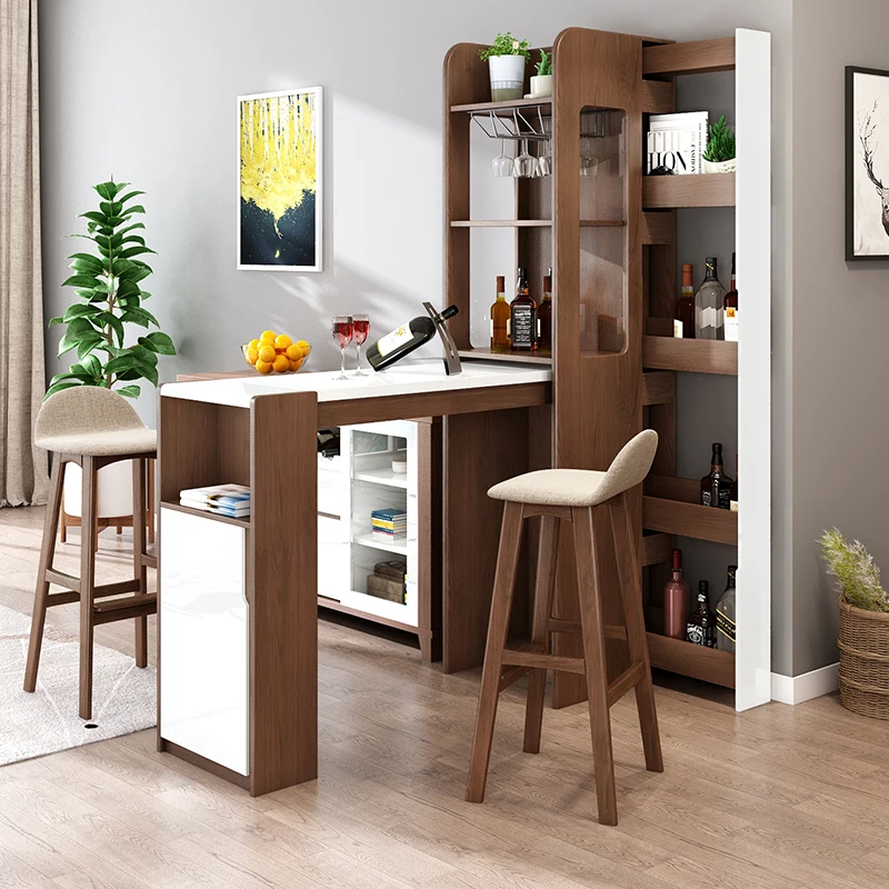 Extendable Bar Wine Storage Cabinet Design Wood Multi-layers Modern Standard Foldable Furniture Panel Furniture Living Room Wood