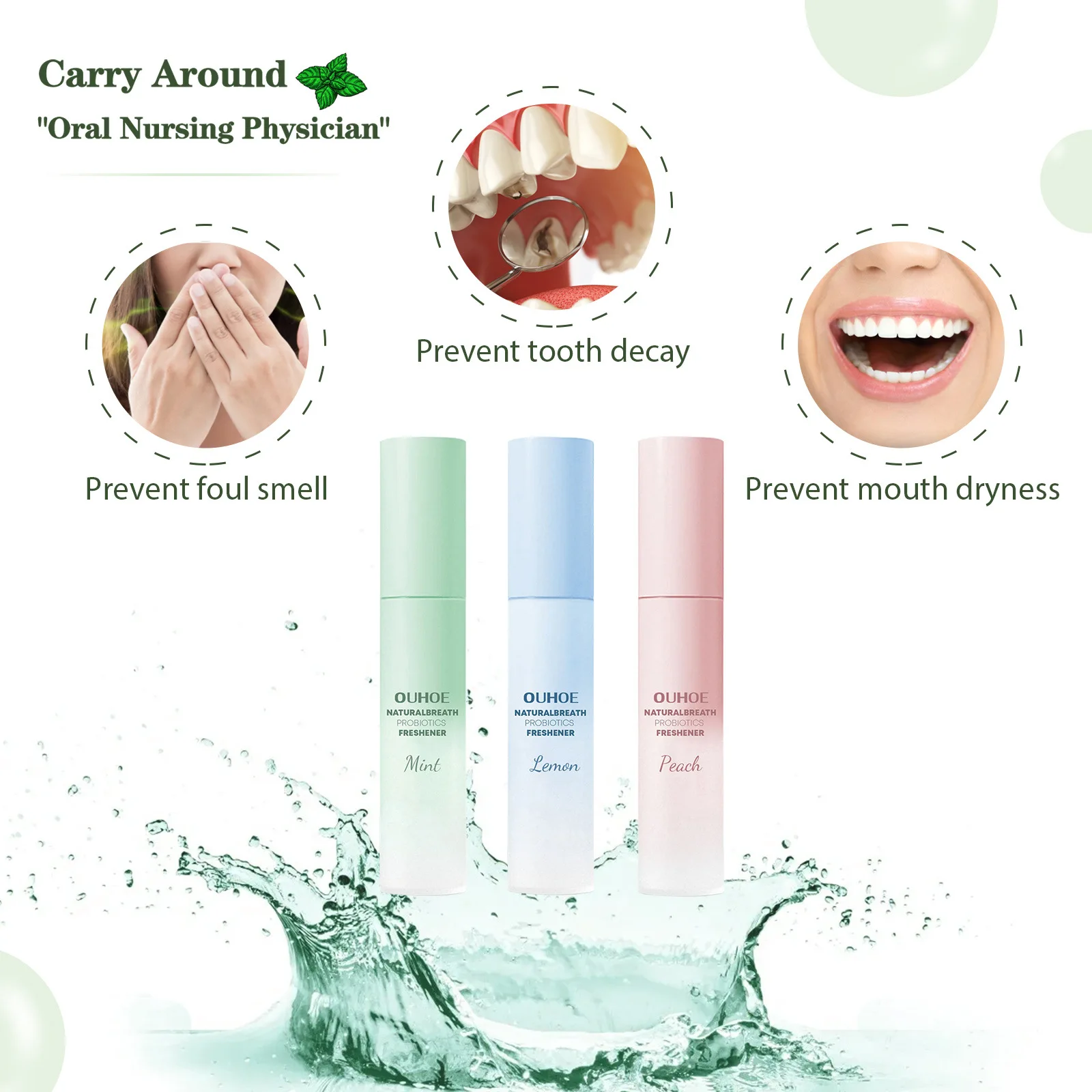 0 Alcohol Mint Flavor 17ml Portable Oral Refreshing Mouth Spray Reduce Odor Breath Fresheners