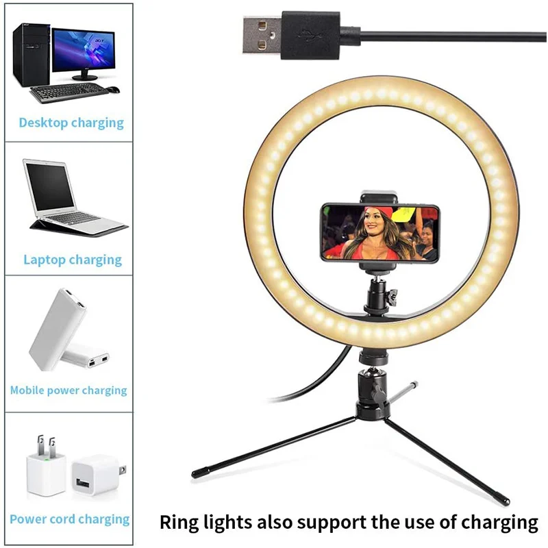 Hot Sale 10 Inch Phone Fill Light Ring, Photographic Lighting RGB Led Ring Light with Tripod Stand