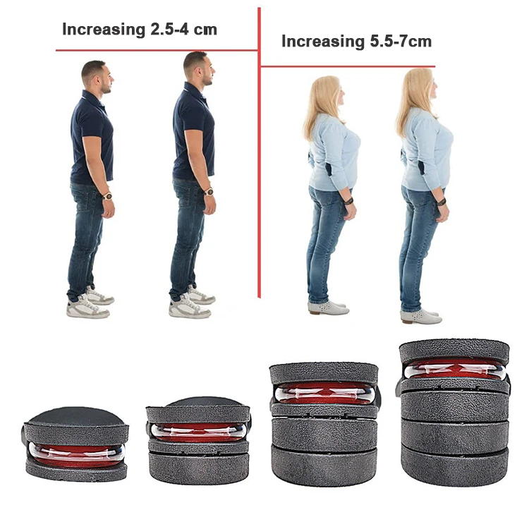 Height Boosting Shoe Lift 5 Layer Adjustable Height Insole With Air Cushion Elevator Height Increase Insoles