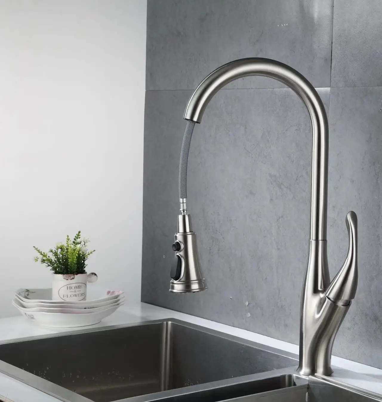 TMOK Factory Price Ss Stainless Steel 304 Tap Kitchen Mixer Pull Out Down Sink Faucets