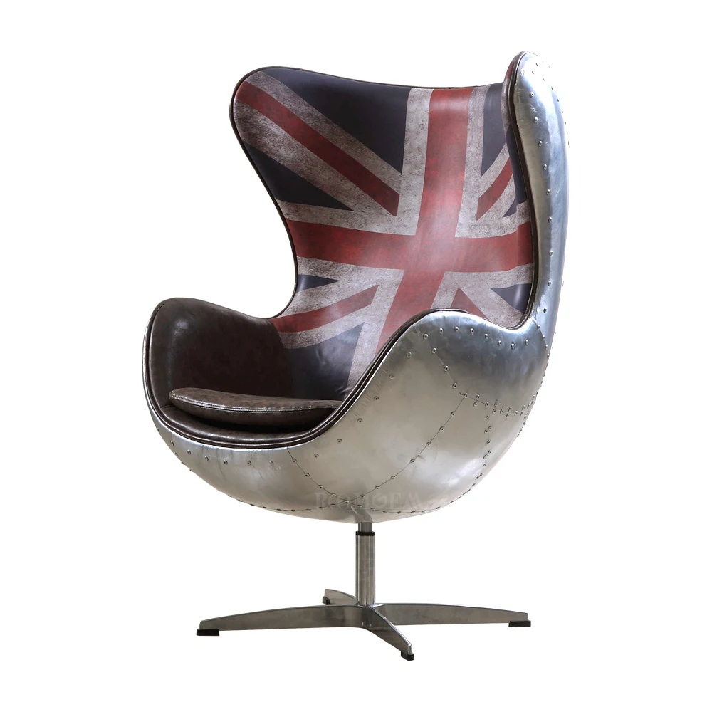 Vintage Aluminum Antique Swivel Lounge Arm Chair For Office Living Room Furniture