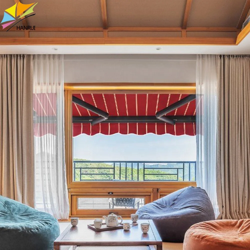 sample purchase white or black frame awning retractable outdoor strong wind resistant motorized awning cassette for window door