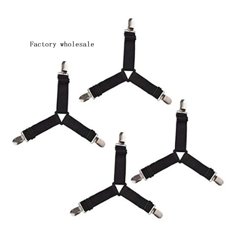 Laundry Adjustable Triangle Elastic Suspender Mattress Bed band bed sheet gripper suspender and strap Mattress Corner Clips