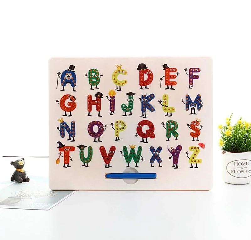Drawing Toys Writing Alphabet Letter tracing board Colored Children Magnetic Drawing Board with Magnetic Ball