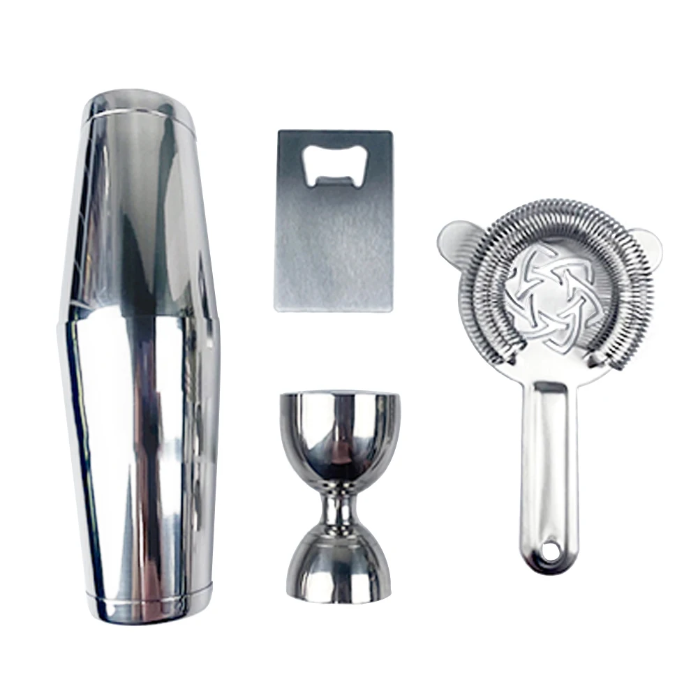 Handmade 304 Stainless Steel Barware Set 4-Piece Boston Shaker Kit with Martini Shaker for Cocktail Use for Restaurants Hotels