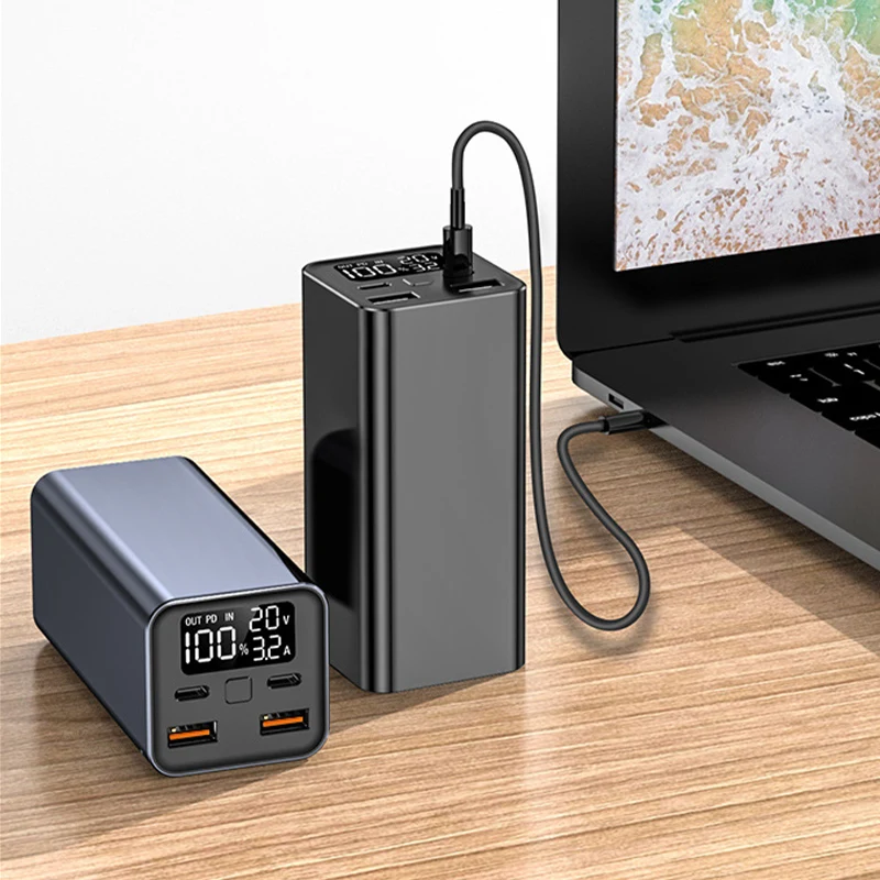 Hot Sale Portable Outdoor Big Capacity PD65w Notebook Charger 20000 MA Convenient Mobile Power Bank With Led Digital Display