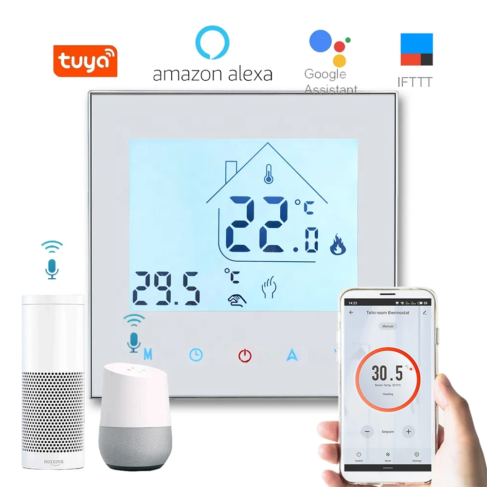 24 volt programmable tuya wifi smart room heating digital floor heat water electric underfloor heating thermostat