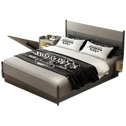cheap home bedroom furniture modern MDF wooden double single simple solid wood runner easy assemble design soft fabric bed