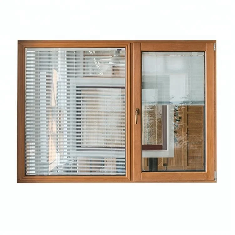 
High quality Double Glass Thermal Break aluminium wood clad tilt and turn window with building-in electric shuttle 
