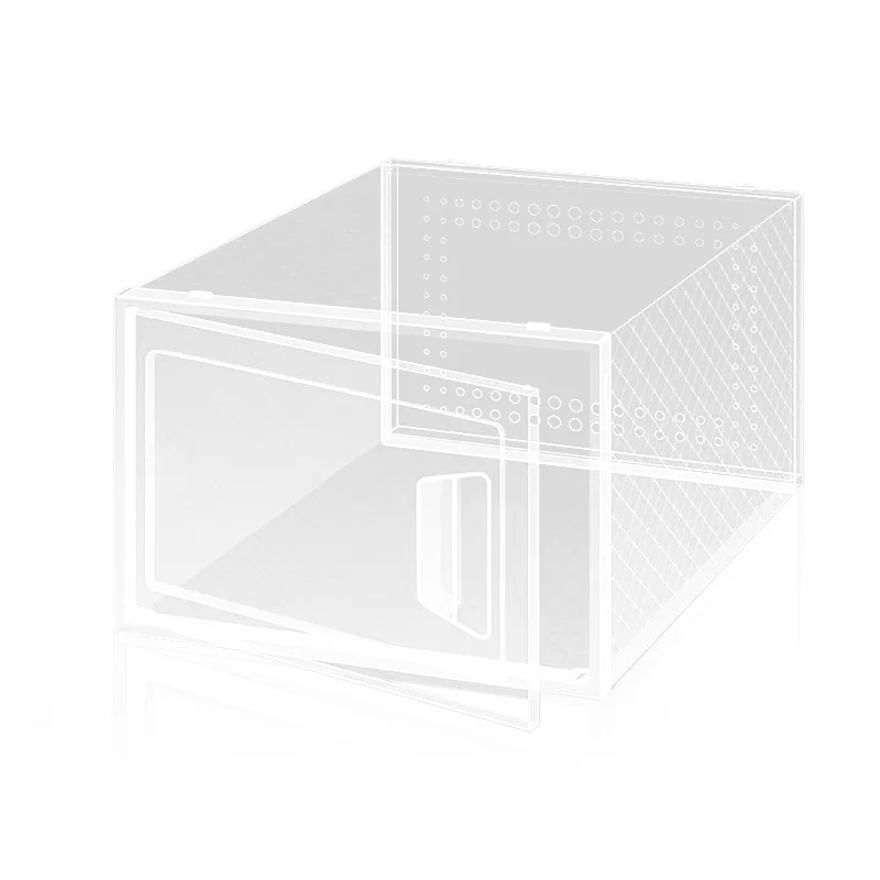 12 Packs Grey, Clear Plastic Stackable Shoe Storage Bins with Drawers & Lids, Under Bed Shoe Storage Containers