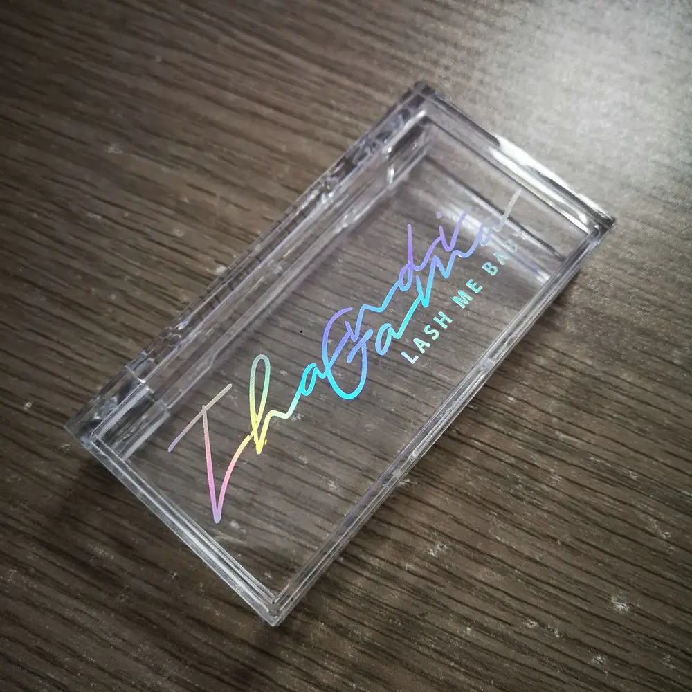 Custom logo acrylic eyelash case packaging empty plastic eyelash case wholesale