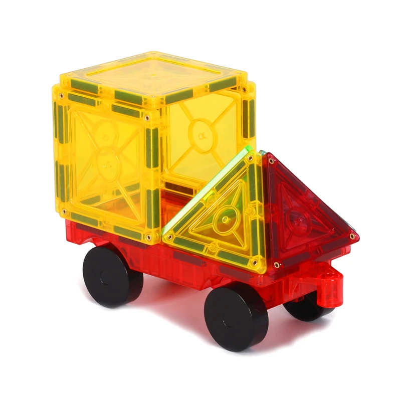 Popular promotional High quality children plastic truck toys magnetic tiles building blocks set