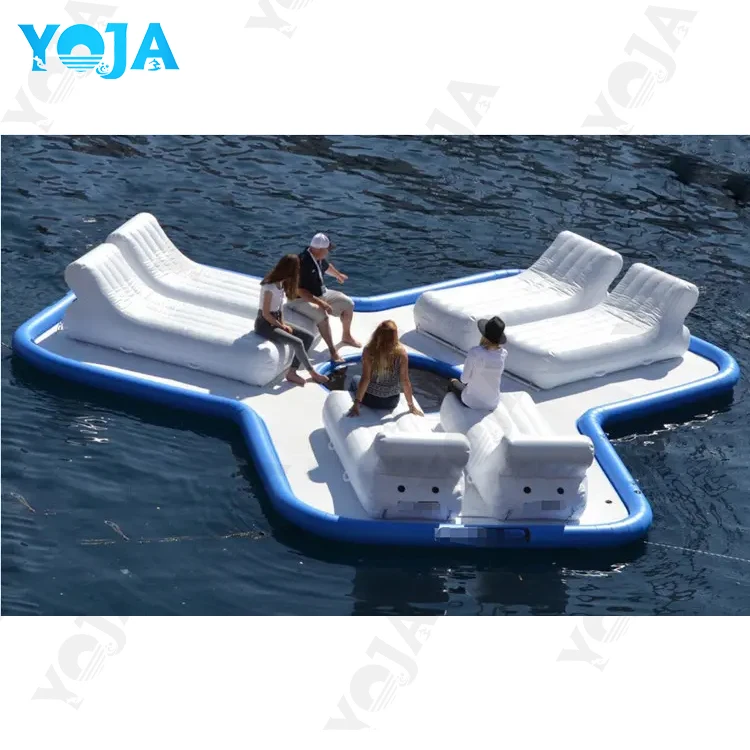 PVC Inflatable Sofa Lake & River Seated Dock Water Lounge Raft Inflatable Floating Island for 6 Person