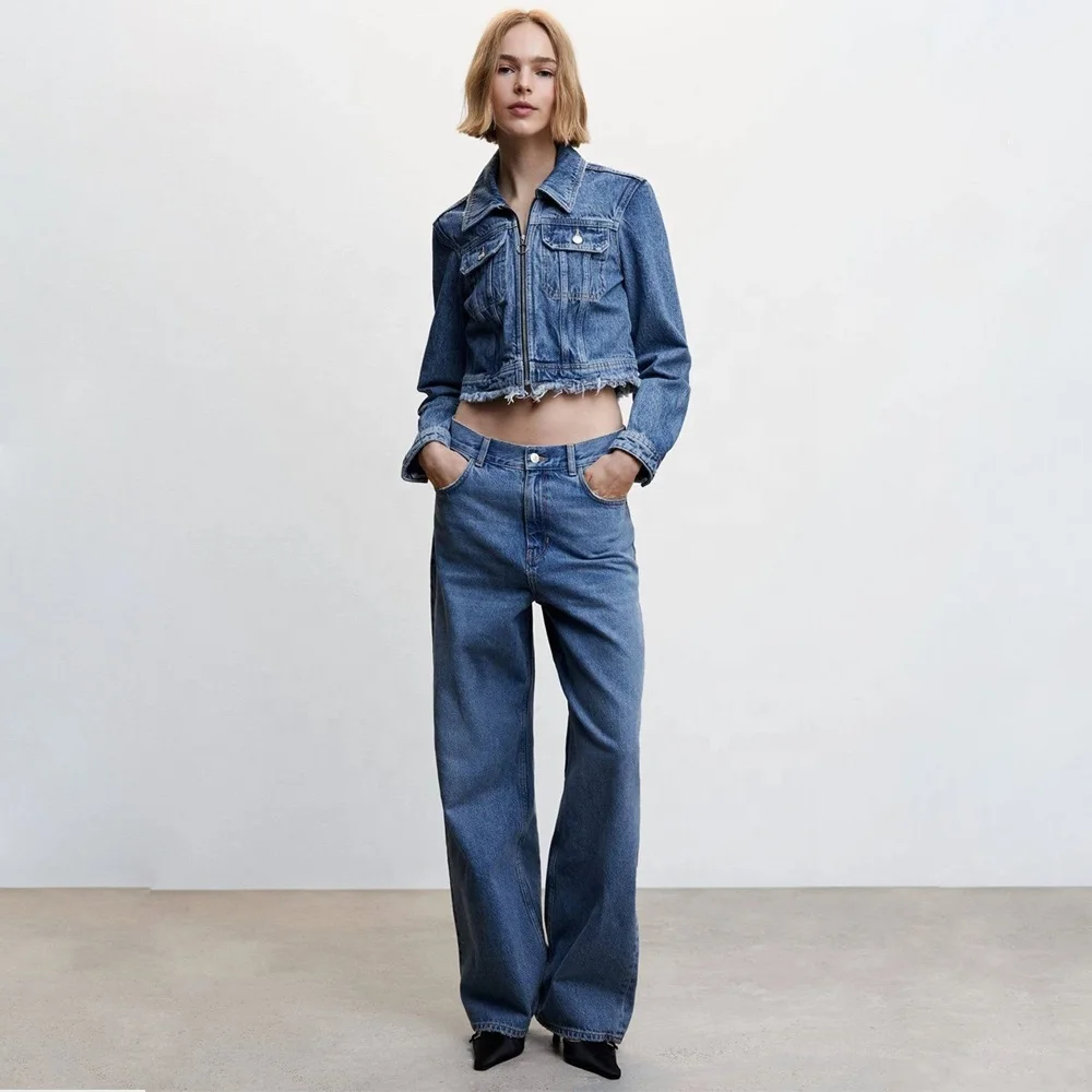 Denim Jacket Female Blue Rivet Graffiti Print Coat Single-Breasted Women Jeans Coat 2022 Fashion New Clothing