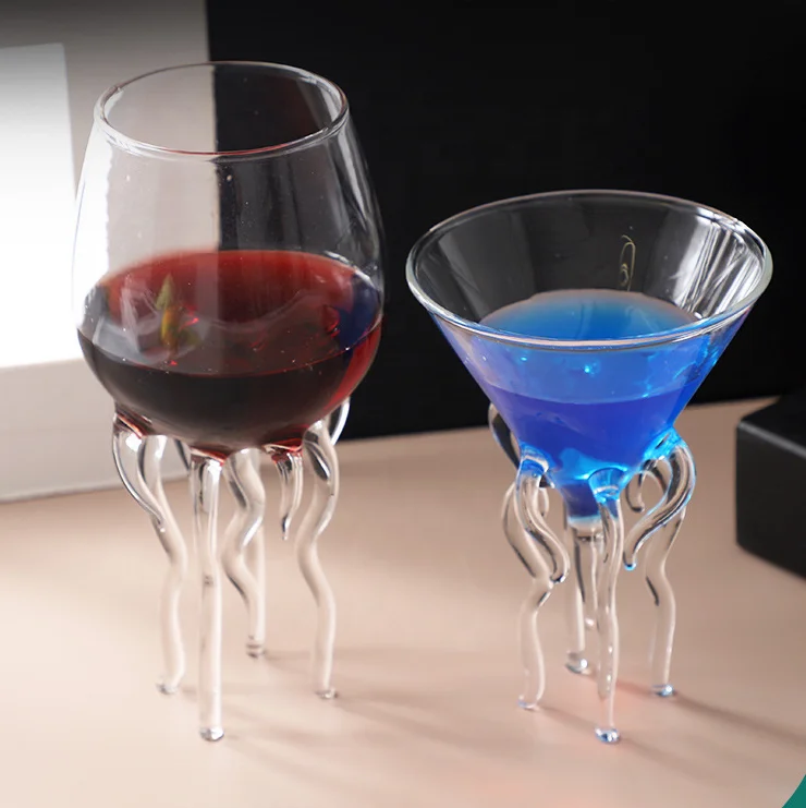 Bar Crystal Unique Shaped Drinking Glassware Cup Creative Wave Goblet Wavy Jellyfish Octopus Cocktail Glass