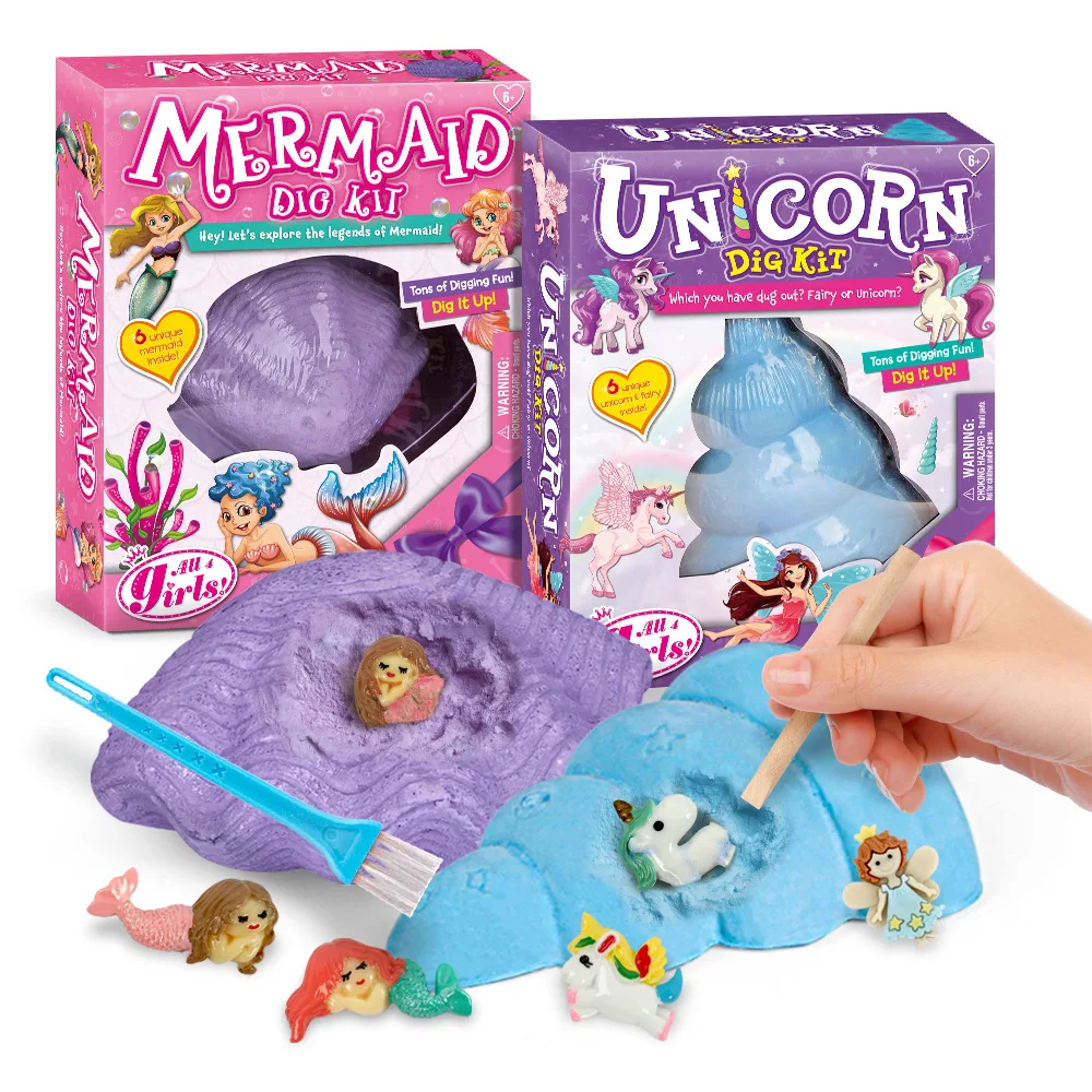 New excavation toys Solar system archaeology digging girls mermaid blind box for kids educational toys