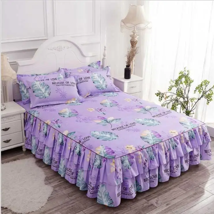 100% Polyester Fibres Quilt Cover Bedding Sets Fashion Floral Bedsheets Korean Style Fitted Bed Set