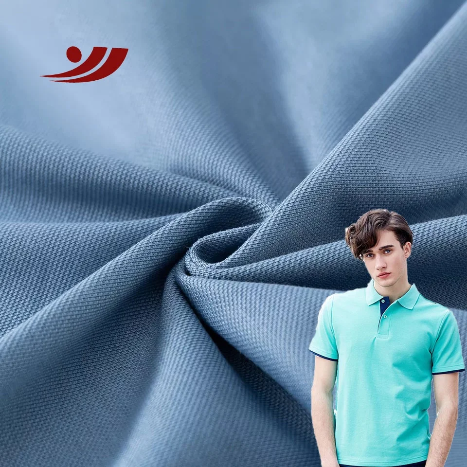 two-sided jersey FABRIC 36% cotton 28% stretch yarn Solona 36% polyester Knitted 170gsm Double-sided plain fabric for polo shirt