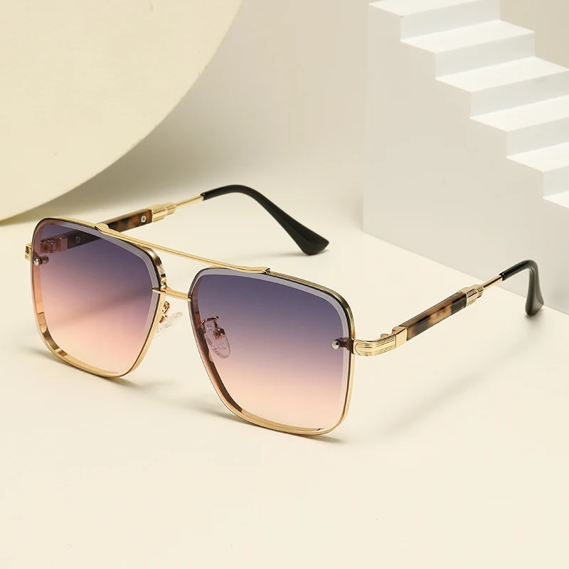 2025 унисекс UV400 металлические солнцезащитные очки с двойным каркасом под дерево модный стиль