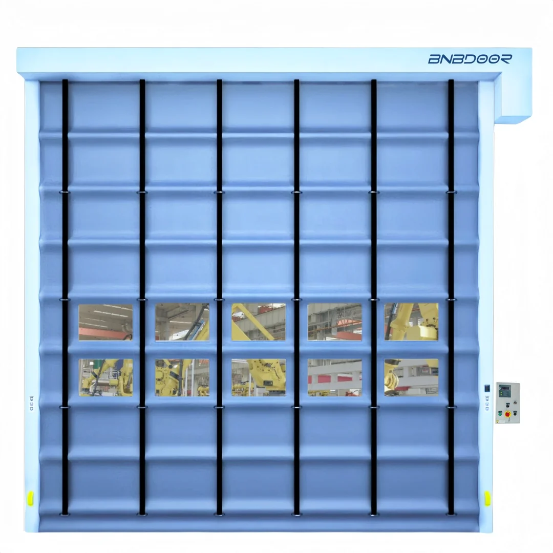 hot sale automatic quick workshop stack roller Pvc Fast folding Industrial Rapid high speed shutter stacking door