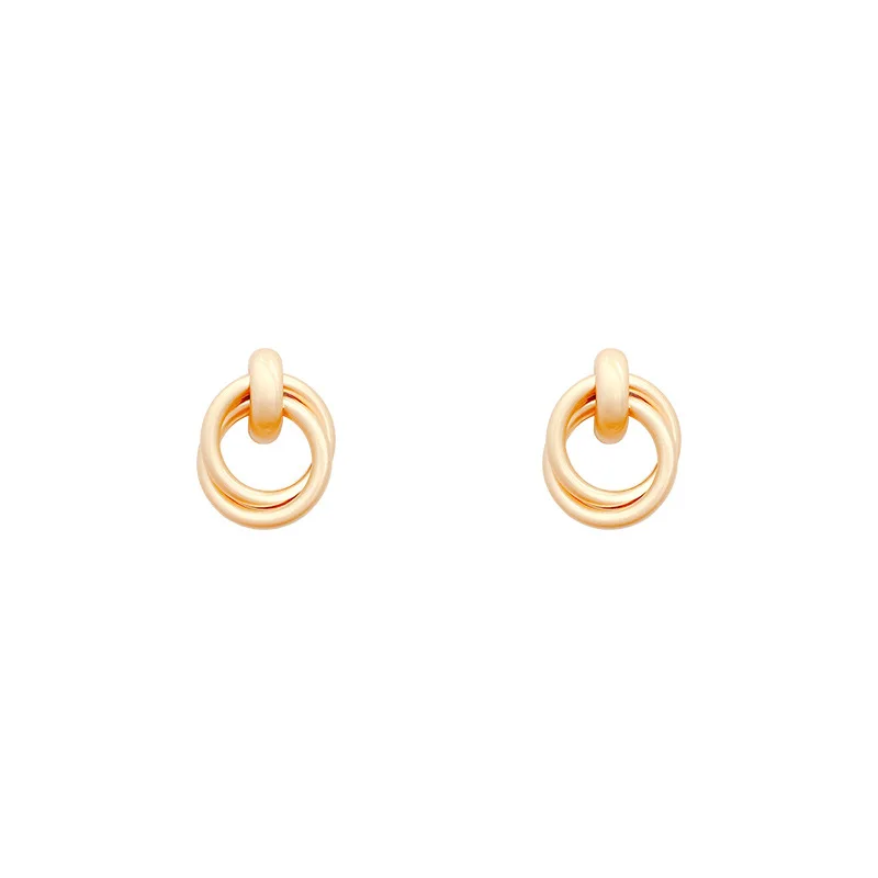 S925 Silver needle matte gold loop geometric earrings with personality jeweled hoop earrings for women