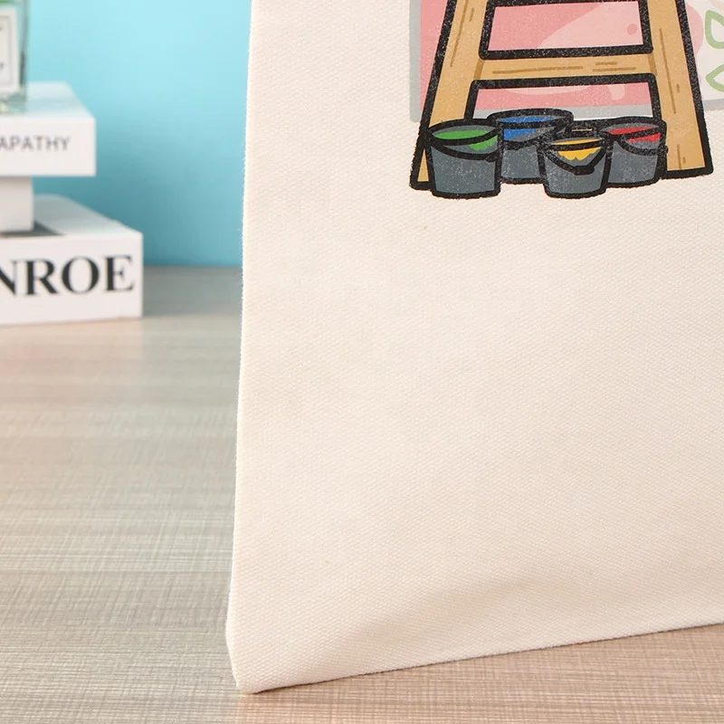 Рекламный Простой Белый Органический многоразовый Маленький художник милый мультяшный хлопковый холщовый мешок для закуски