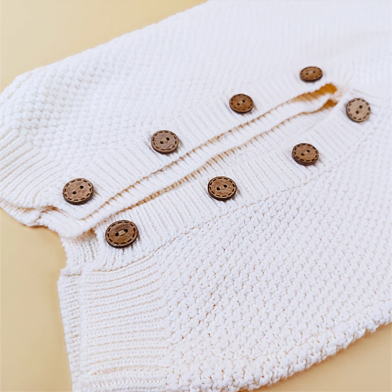 Paleo Baby Knitted Cotton Romper New Born Long Sleeve Solid Color Winter Onesies Warmth Infant Jumpsuit Rompers Clothes