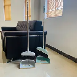 JS-2580  Ajustable household floor cleaning tools plastic soft broom with dust pan free angle