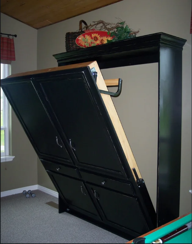 2022 Simple single steel Murphy cabinet bed small folding up and down wall bed with studio desk hardware