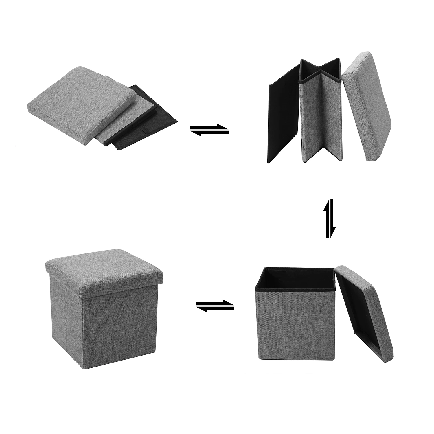 Bailey Folding Storage Ottoman Stool Padded Seat Footrest Stool with Storage Space End of Bed Ottoman