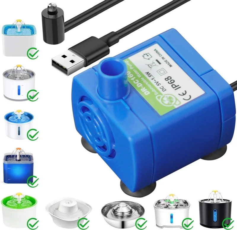 USB 5V Mini Submersible Water Pump Cat Water Fountain Pump Automatic Pet Water Dispenser Replacement Pump