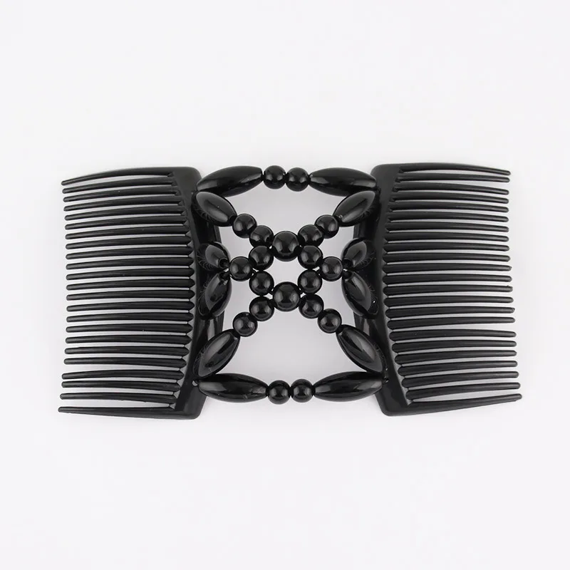 Wholesale Elastic Hairpin Stretch Hair Comb Hot Sales Beaded Hair Magic Comb Clip Beads Pin Ladies Hair Accessories