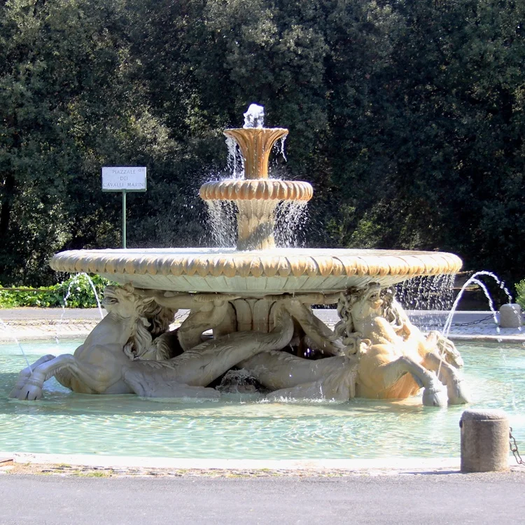 European popular carving natural marble granite seahorse fountain