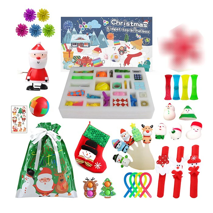 2021 оптовая продажа Amazon популярный Рождественский 24 дня обратный отсчет календарь набор игрушек для детей подарок фиджет календарь для Адвента/