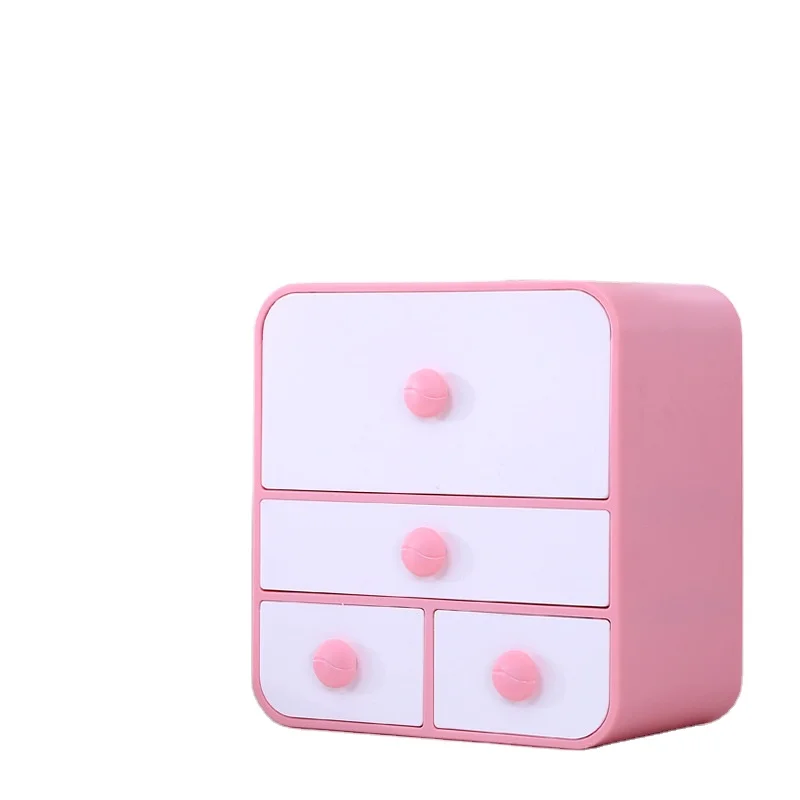 Desktop Organizer 3 Layer Mini Plastic Drawers With Tissue Dispenser