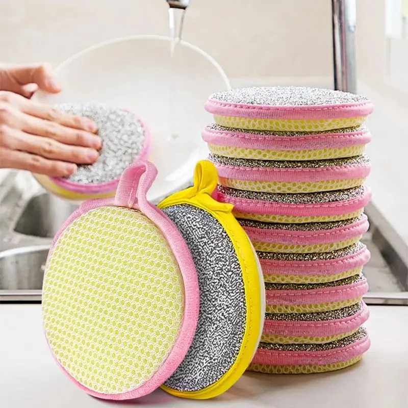 Kitchen dishwashing sponge double sided sponge brush household cleaning sponge scouring pad