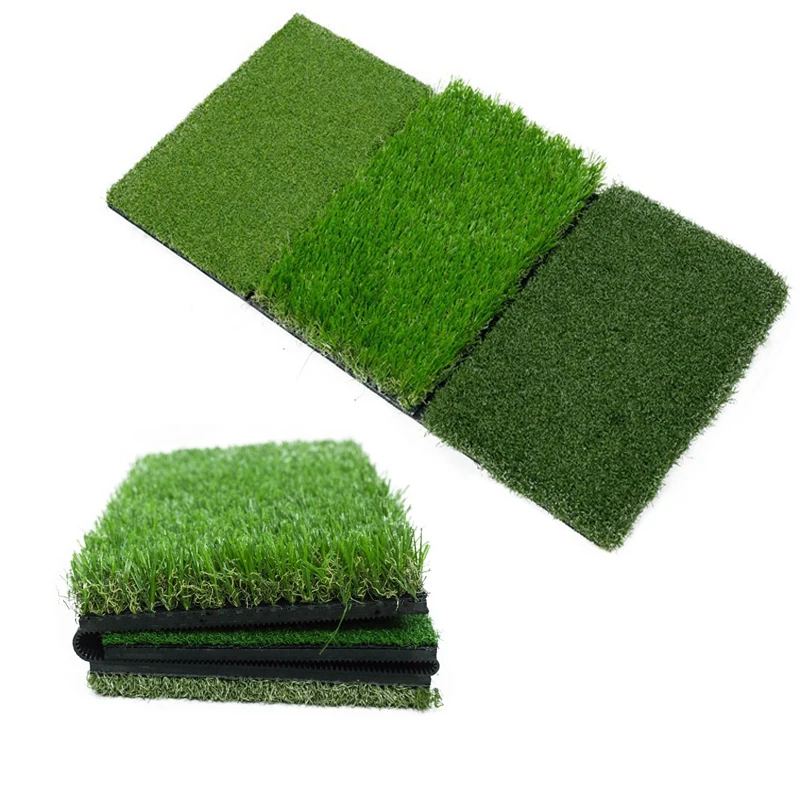 Factory direct sales high quality Mini Tri-Turf Portable Golf Hitting Mat with rubber mat base