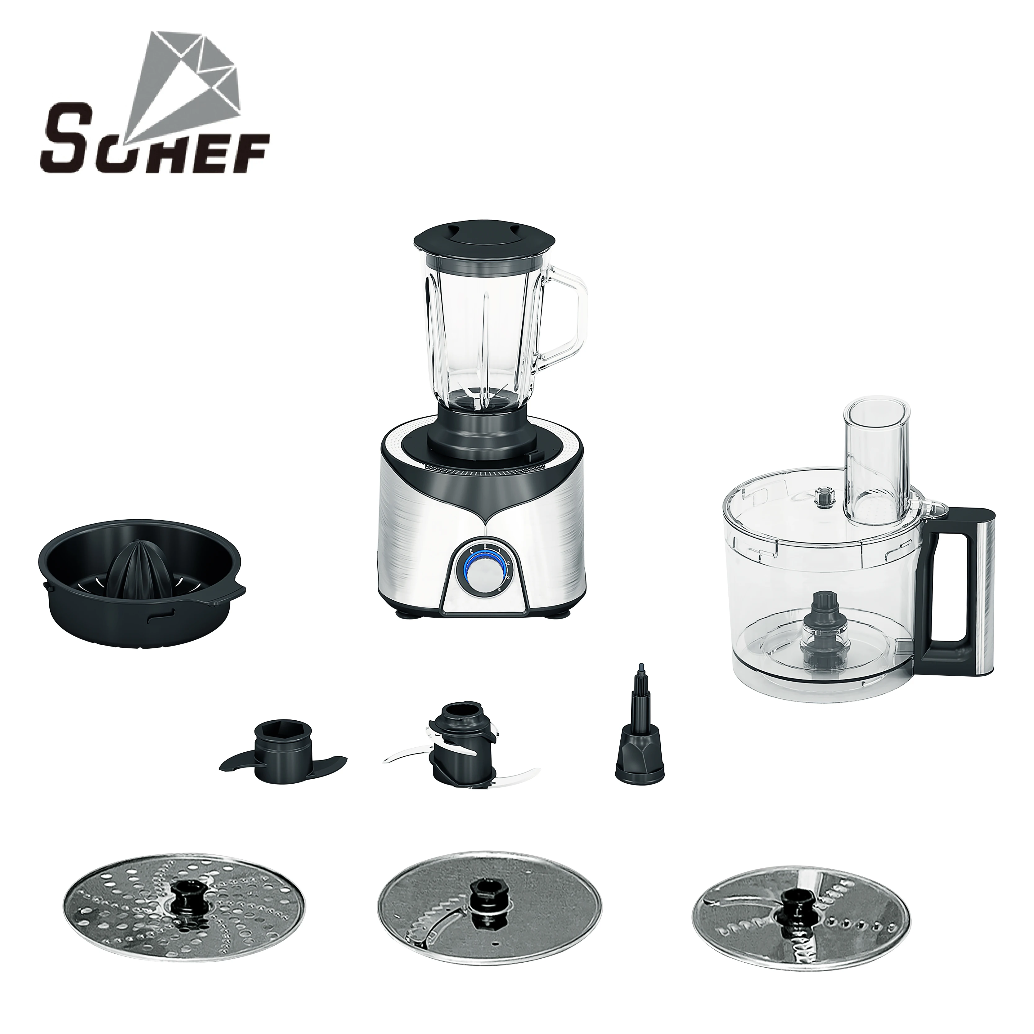 New Design 1000W 2.5L Electric Food Processor Blender 13-in-1 Multi-Function for Home Kitchen Use