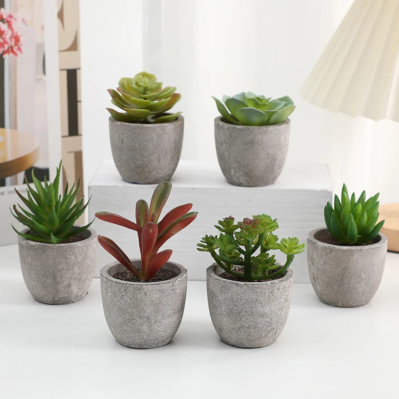 Mini Artificial Succulents DIY Meaty Artificial Plants Paper Pulp Vase for Artificial Greenery