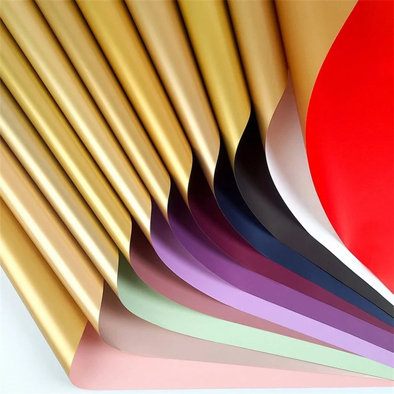 Shinewrap Factory Wholesale 58*58CM Golden Flower Wrapping Paper Luxury Florist Gift Packing Paper High Quality Wrapping Paper