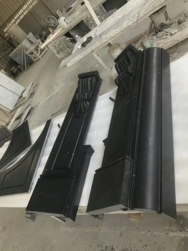 Nero Marquina black marble fireplace surround, Decorative marble mantel